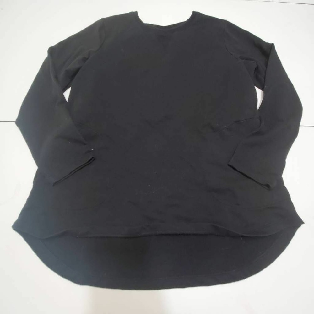 D&co Active Womens Tunic Top Black Long Sleeve Crew Neck Pullover Hi Lo Hem S